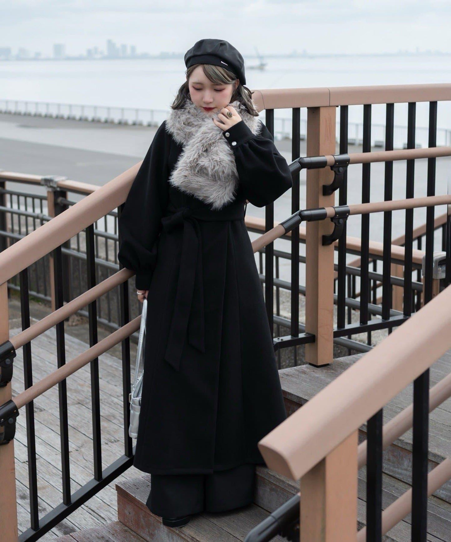 【Mavie..7】【3尺碼可選】圍巾套裝喇叭長款大衣