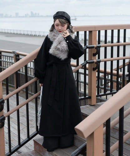 【Mavie..7】【3尺碼可選】圍巾套裝喇叭長款大衣