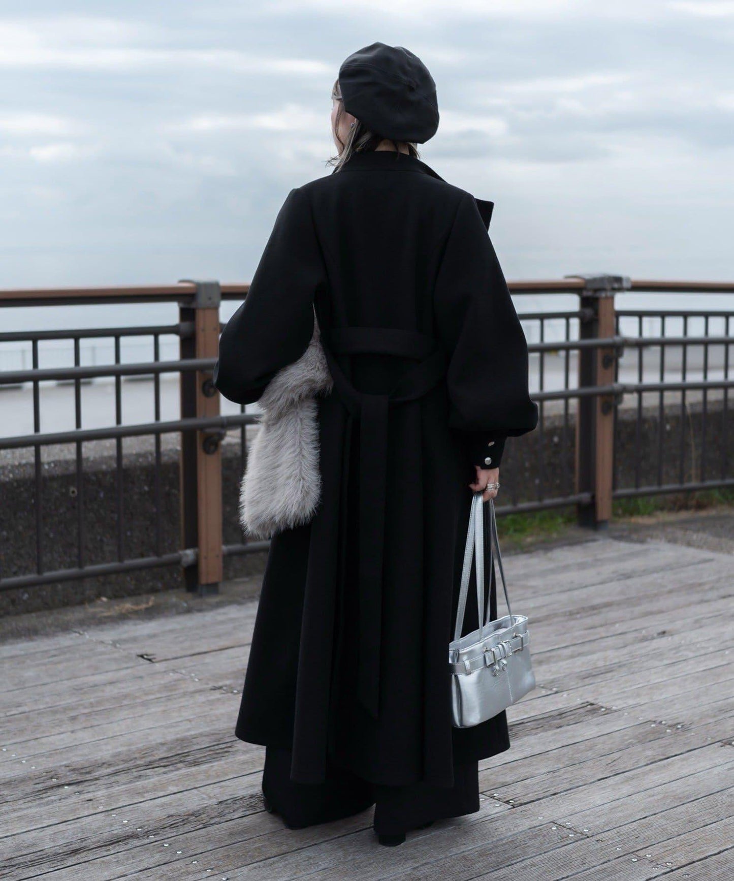 【Mavie..7】【3尺碼可選】圍巾套裝喇叭長款大衣