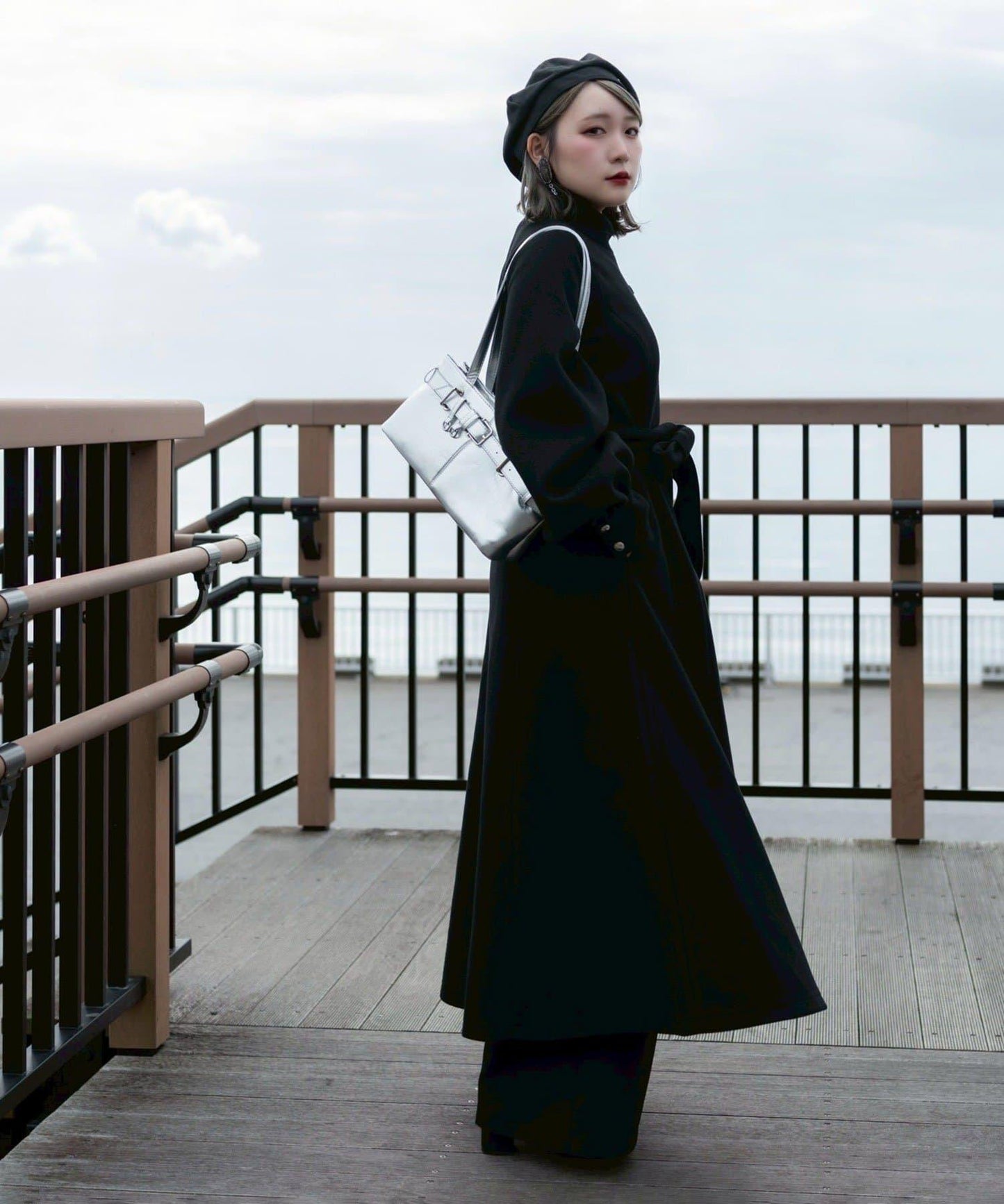 【Mavie..7】【3尺碼可選】圍巾套裝喇叭長款大衣