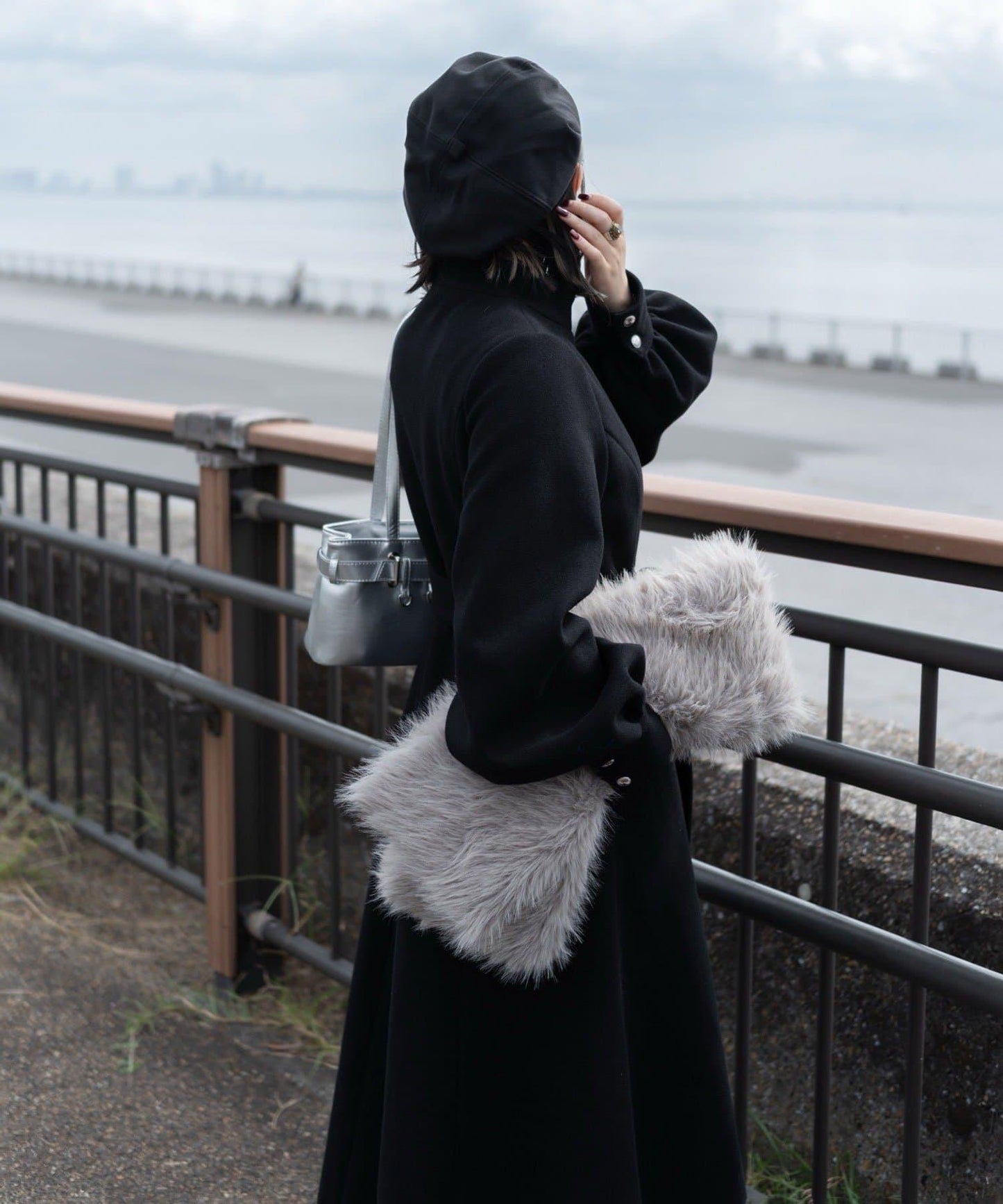 【Mavie..7】【3尺碼可選】圍巾套裝喇叭長款大衣