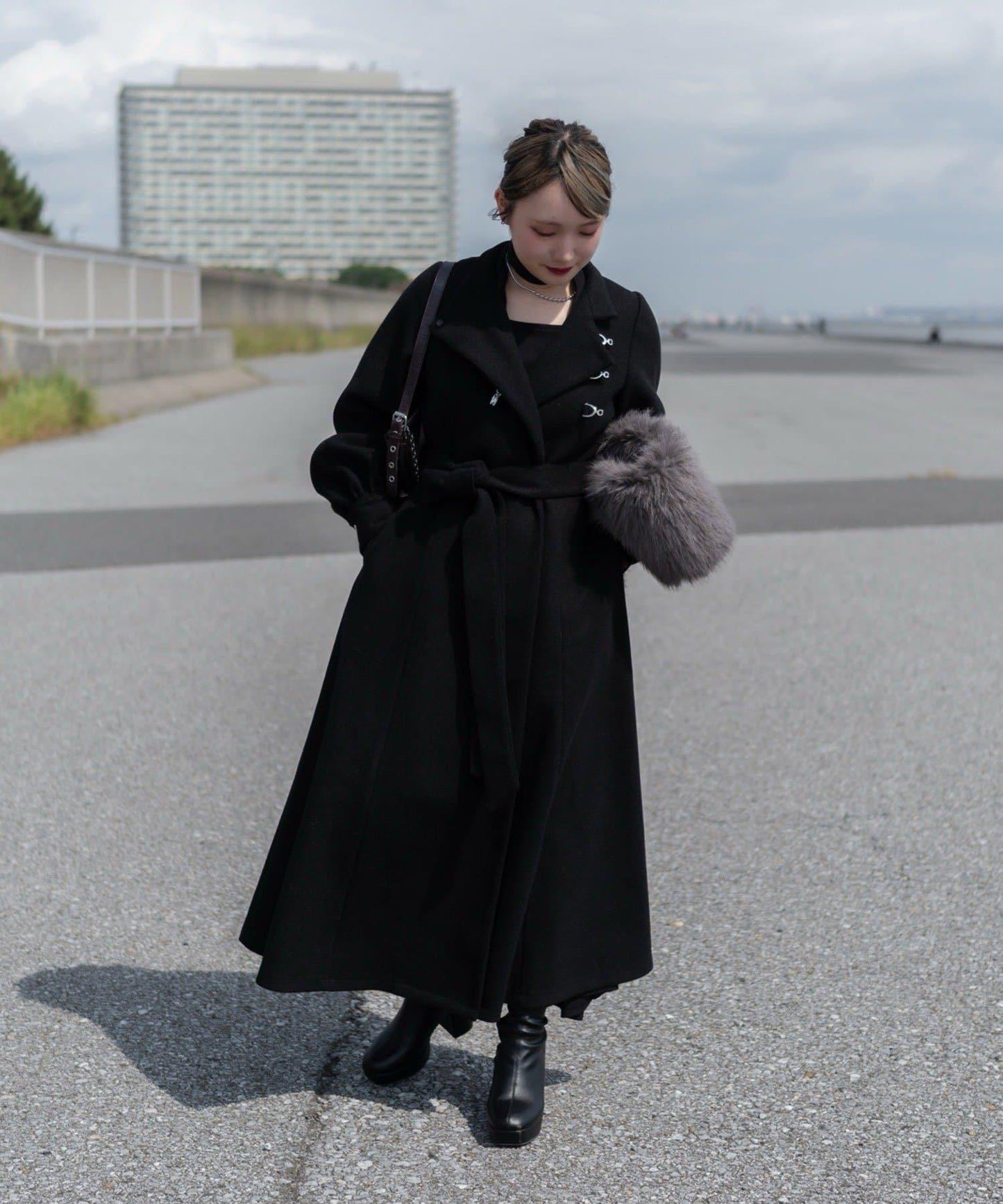 【Mavie..7】【3尺碼可選】圍巾套裝喇叭長款大衣