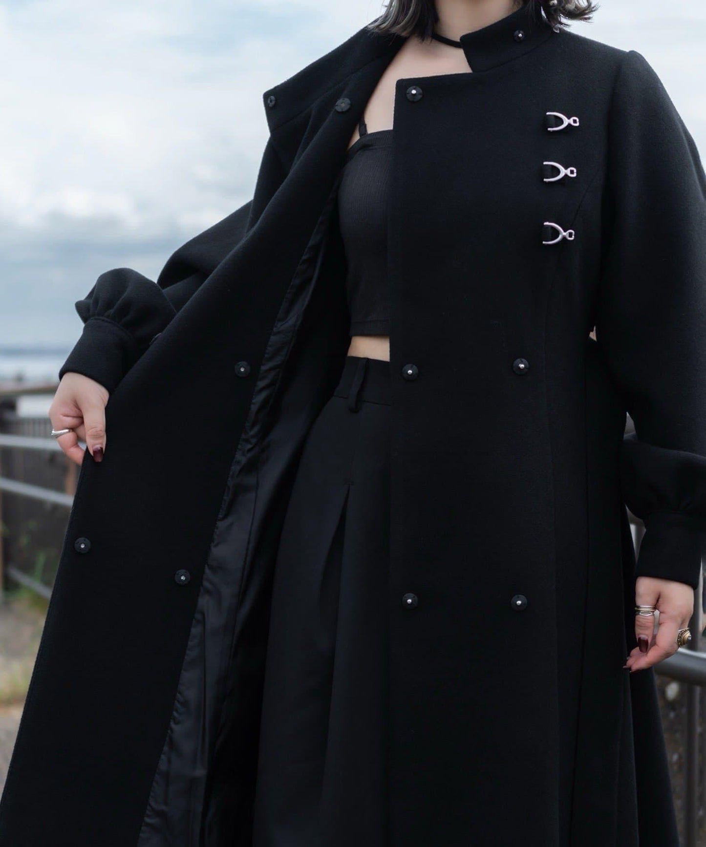 【Mavie..7】【3尺碼可選】圍巾套裝喇叭長款大衣