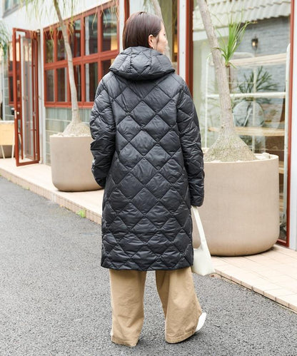 城市可收納連帽長款羽絨服