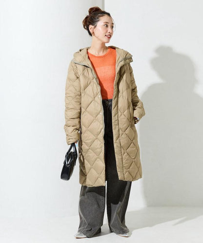 城市可收納連帽長款羽絨服