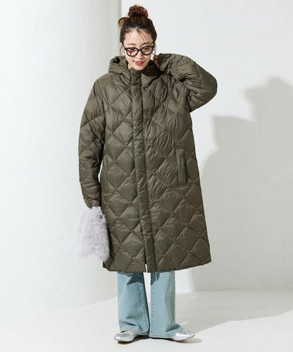 城市可收納連帽長款羽絨服