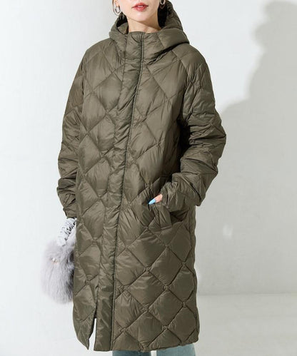 城市可收納連帽長款羽絨服