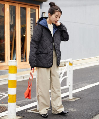 CITY撞色拼接連帽羽絨開衫（羽絨服）