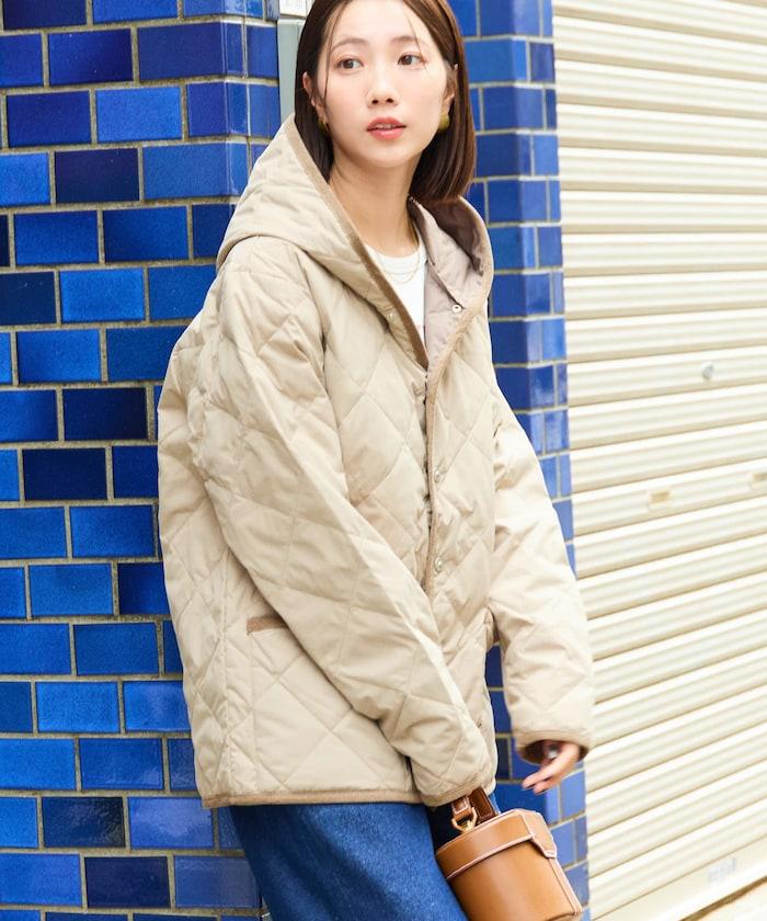 CITY撞色拼接連帽羽絨開衫（羽絨服）