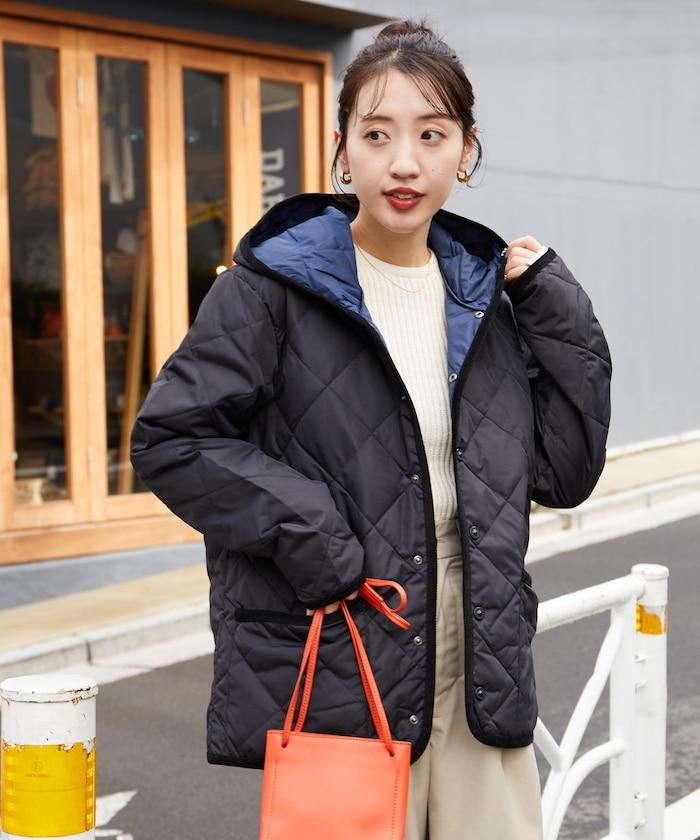 CITY撞色拼接連帽羽絨開衫（羽絨服）