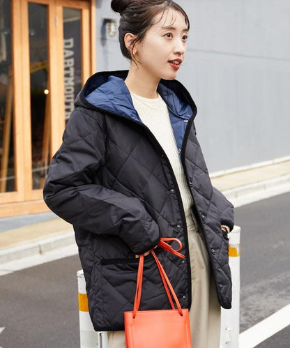CITY撞色拼接連帽羽絨開衫（羽絨服）