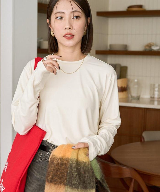 棉花糖觸感圓領長袖上衣