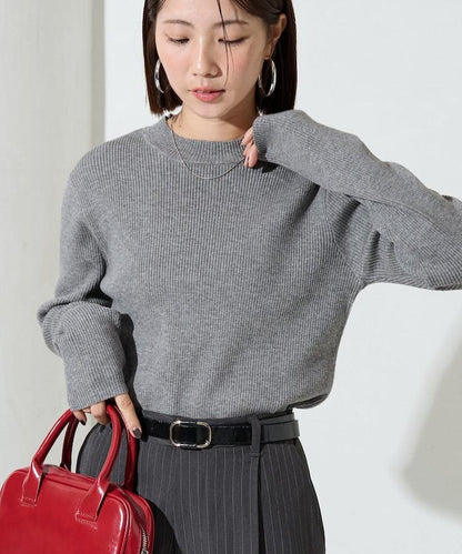 吸溼發熱羅紋圓領針織套頭衫