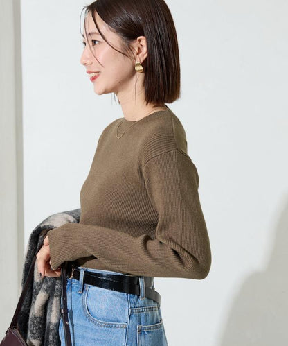 吸溼發熱羅紋圓領針織套頭衫