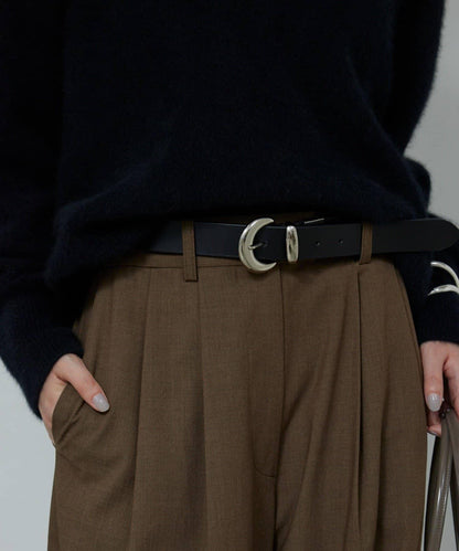 圓形扣無孔皮帶