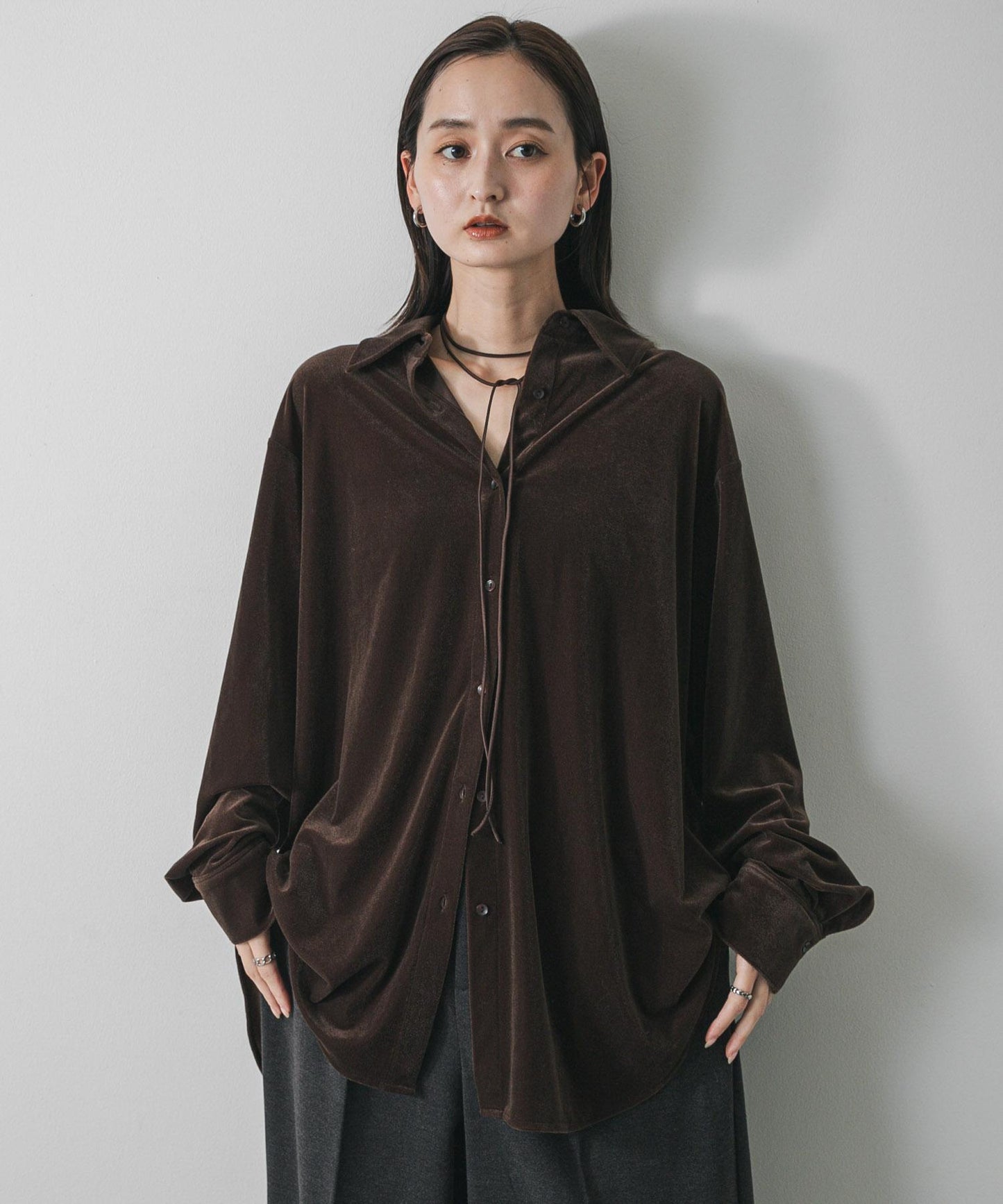多色條紋天鵝絨襯衫