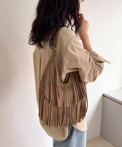 麂皮流蘇圓形包