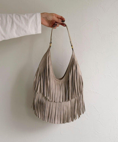 麂皮流蘇圓形包