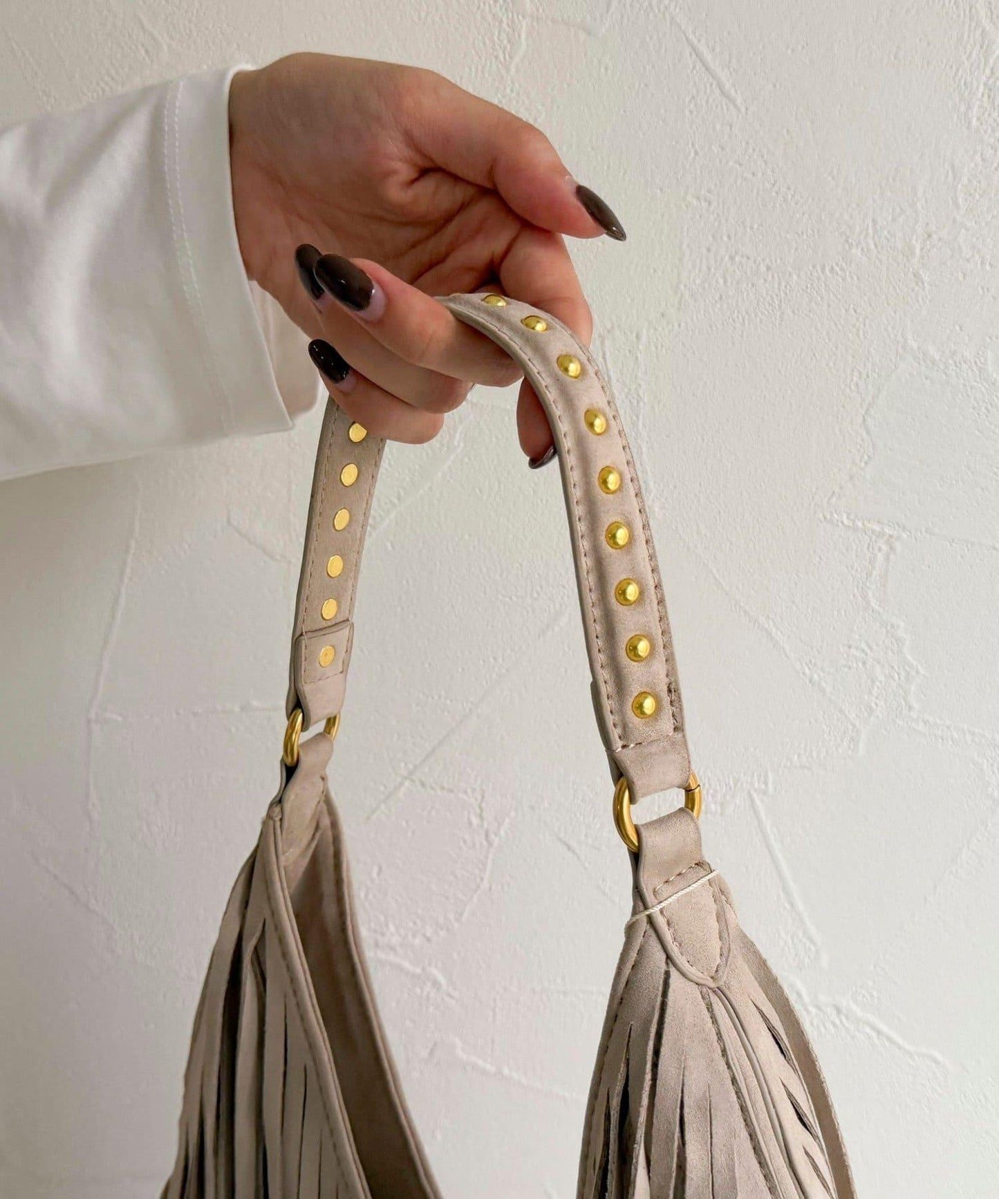 麂皮流蘇圓形包