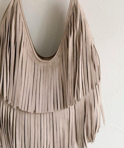 麂皮流蘇圓形包