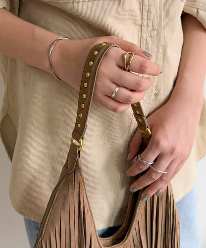 麂皮流蘇圓形包