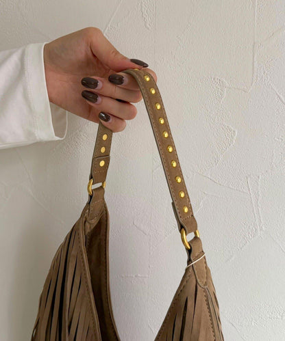 麂皮流蘇圓形包