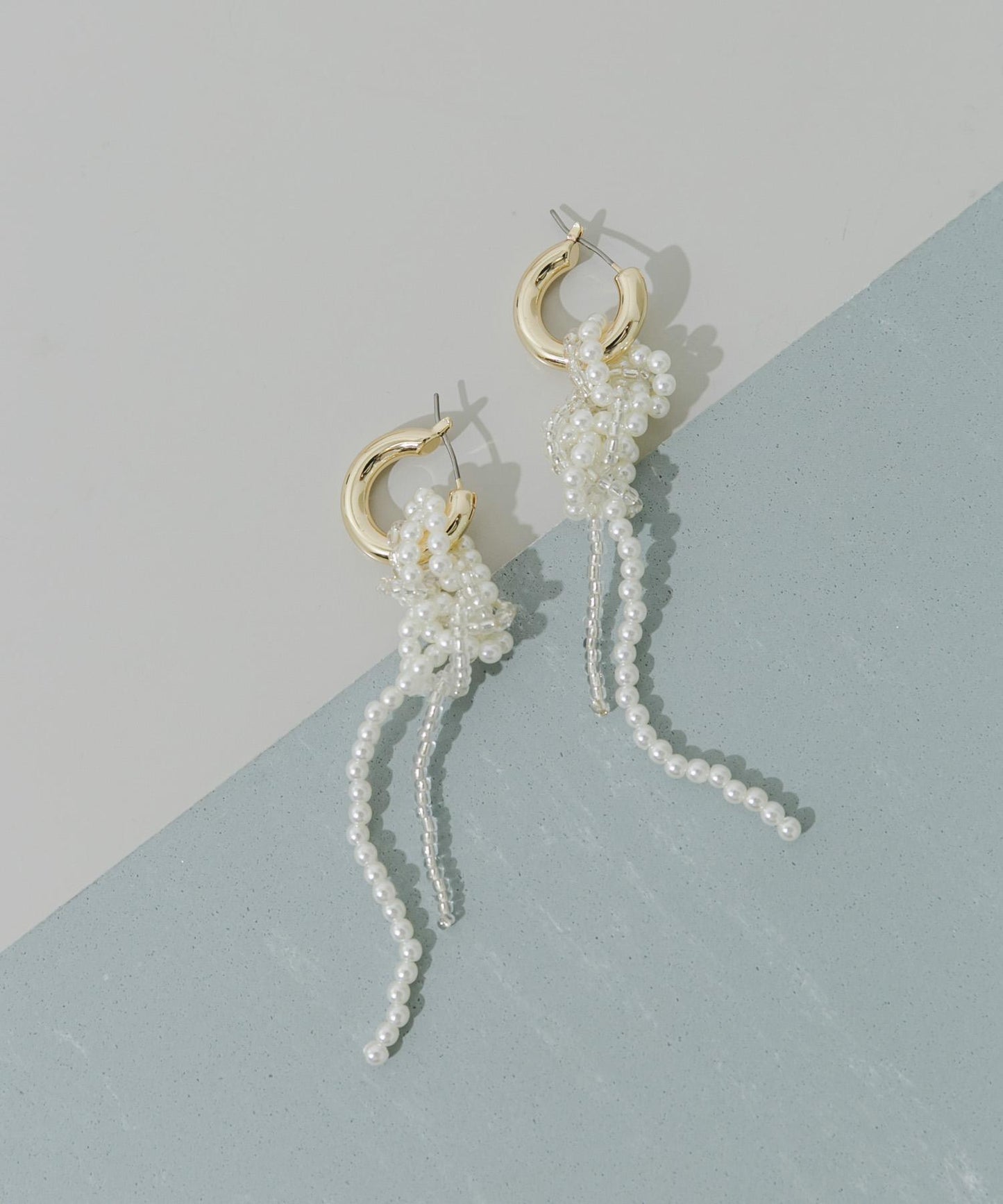 珍珠結2WAY圈形耳環