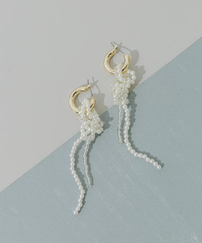 珍珠結2WAY圈形耳環