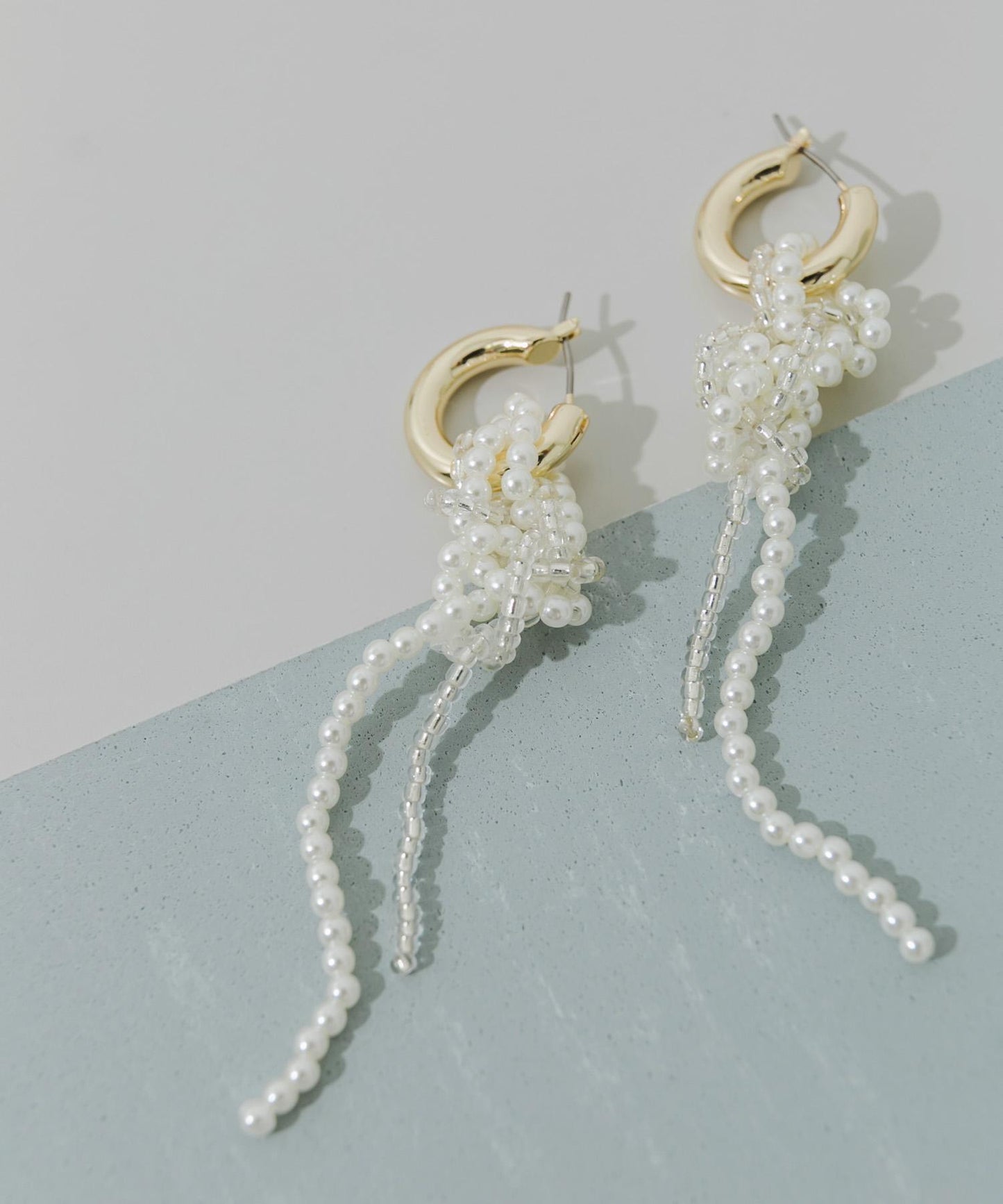 珍珠結2WAY圈形耳環