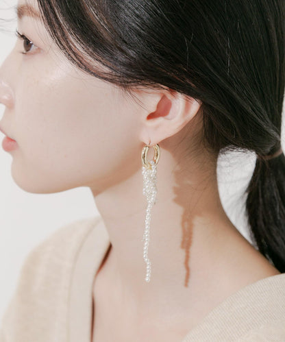 珍珠結2WAY圈形耳環