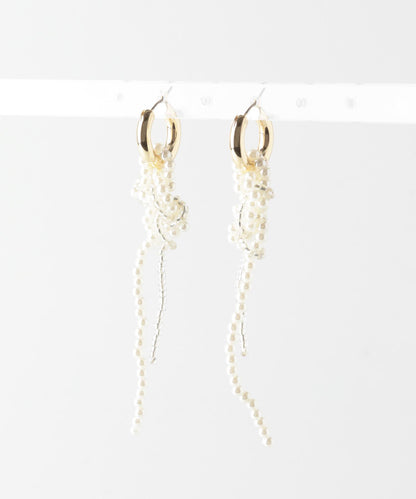 珍珠結2WAY圈形耳環