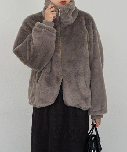 雙拉鍊毛絨大衣