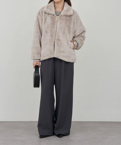 雙拉鍊毛絨大衣