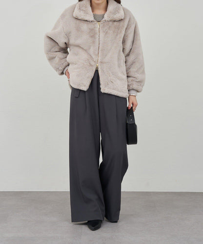 雙拉鍊毛絨大衣