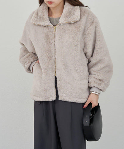 雙拉鍊毛絨大衣