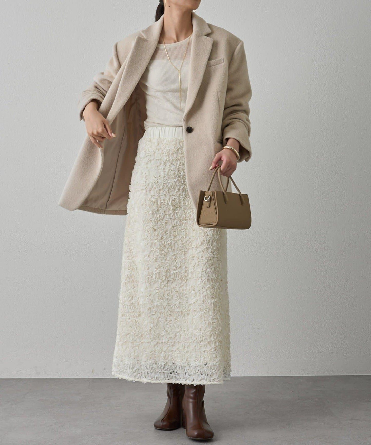 花卉圖案高腰傘裙