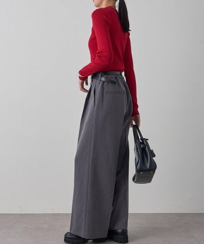 中縫寬腿褲