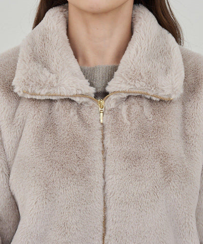 雙拉鍊毛絨大衣
