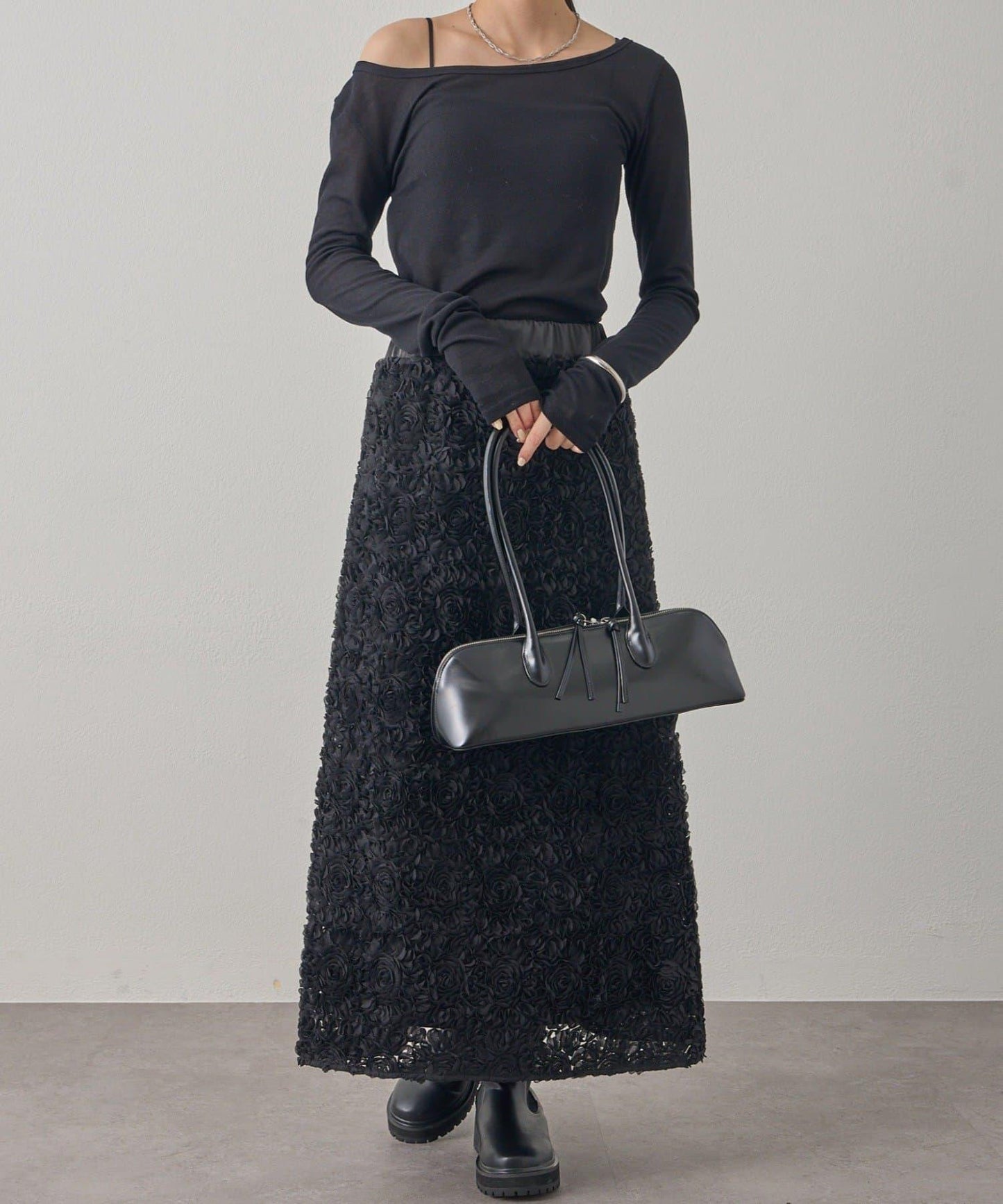 花卉圖案高腰傘裙