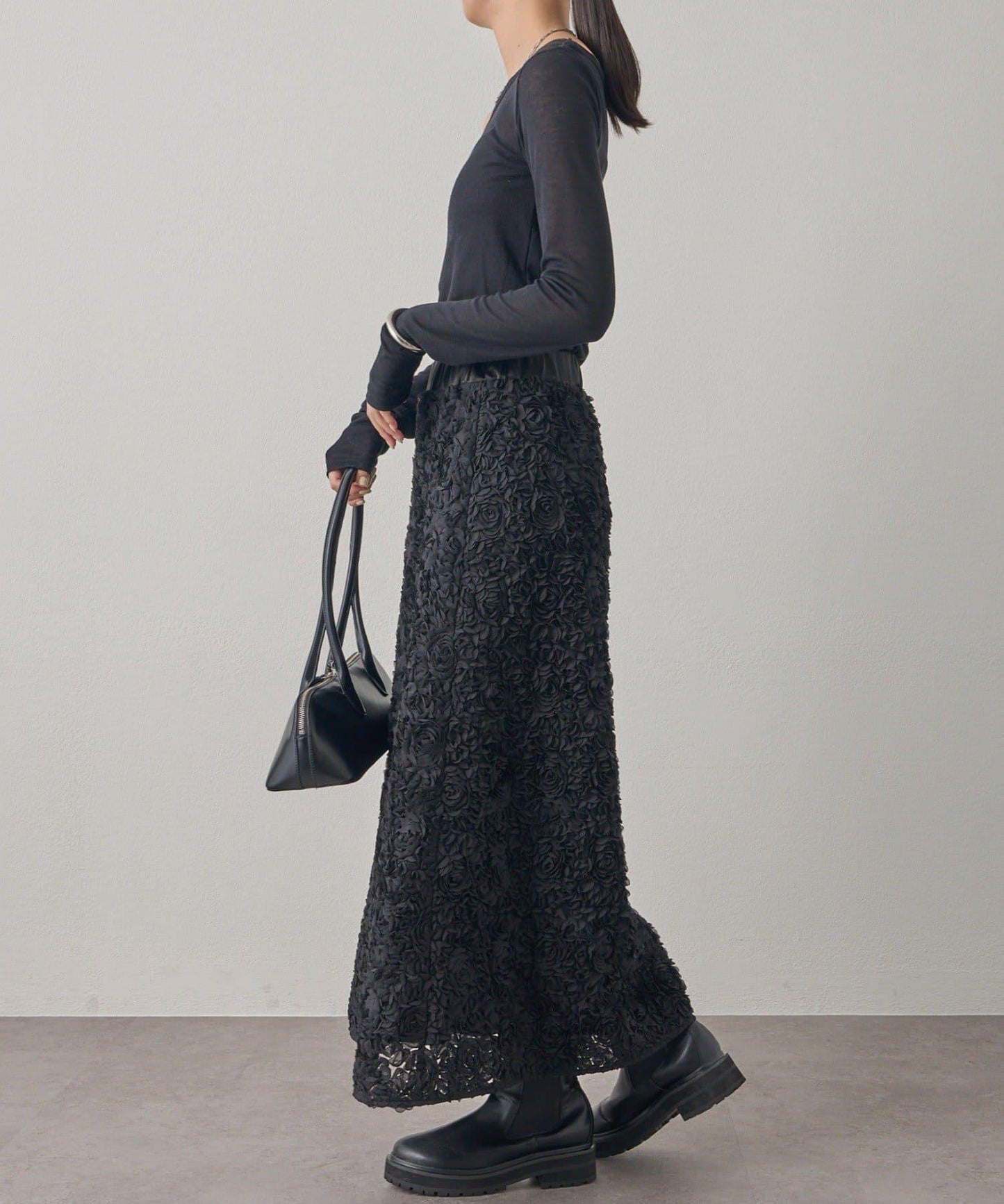 花卉圖案高腰傘裙