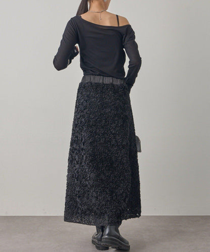 花卉圖案高腰傘裙