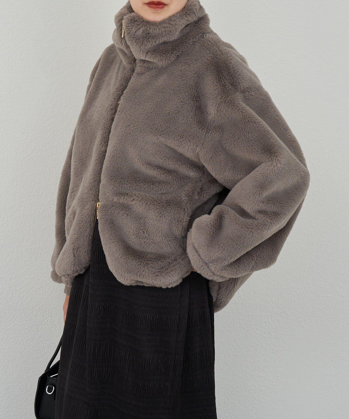 雙拉鍊毛絨大衣