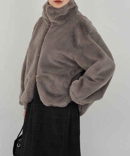 雙拉鍊毛絨大衣
