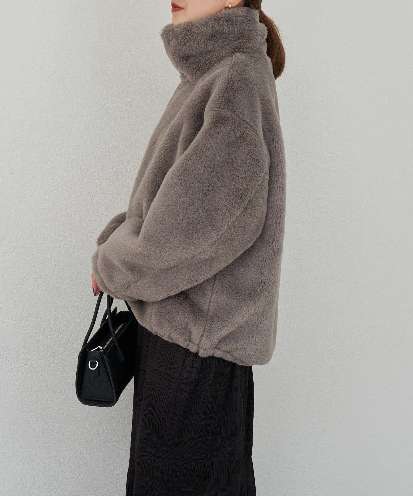 雙拉鍊毛絨大衣