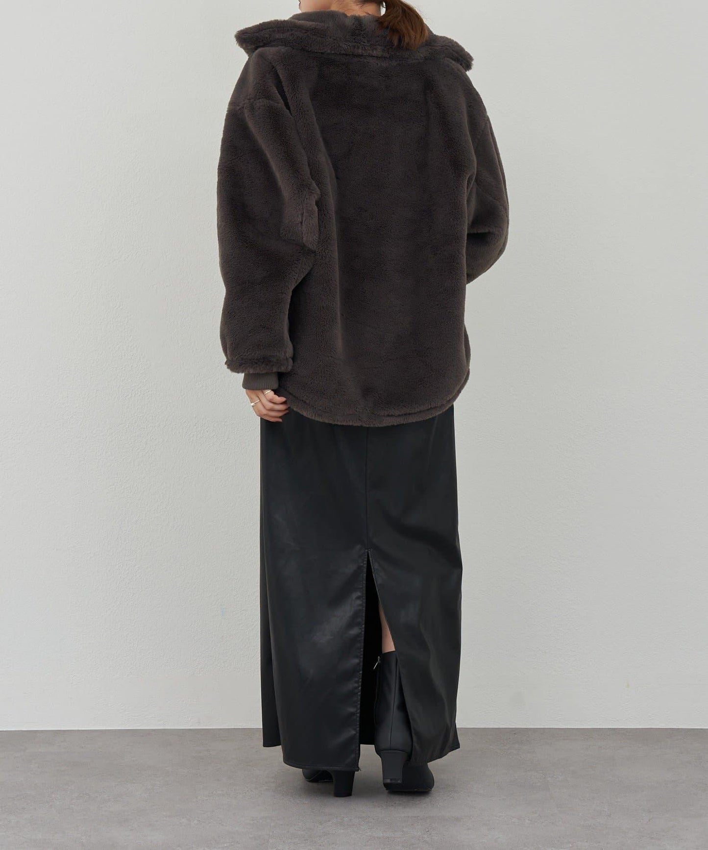 雙拉鍊毛絨大衣