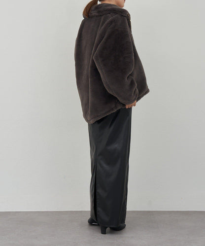 雙拉鍊毛絨大衣