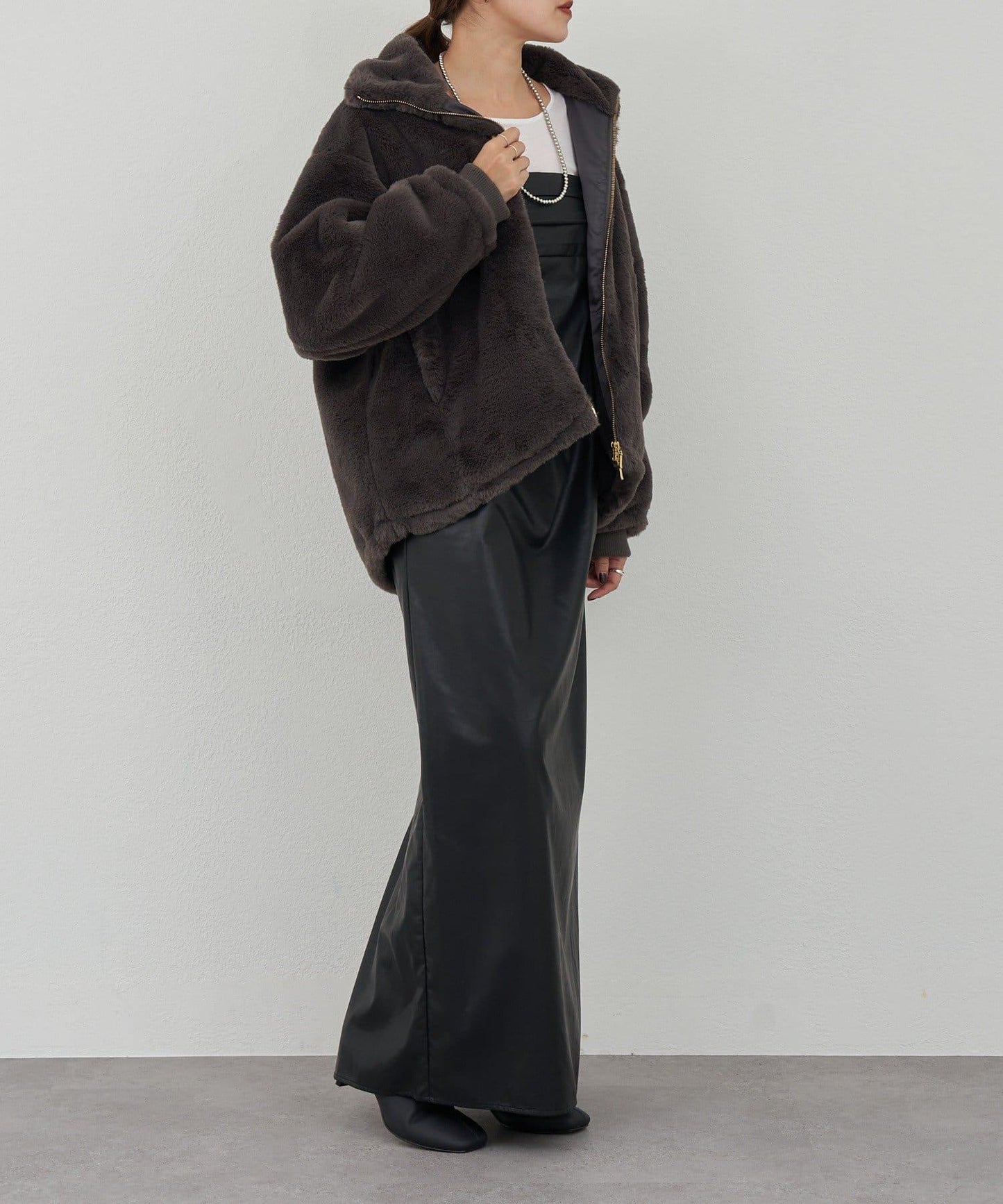 雙拉鍊毛絨大衣