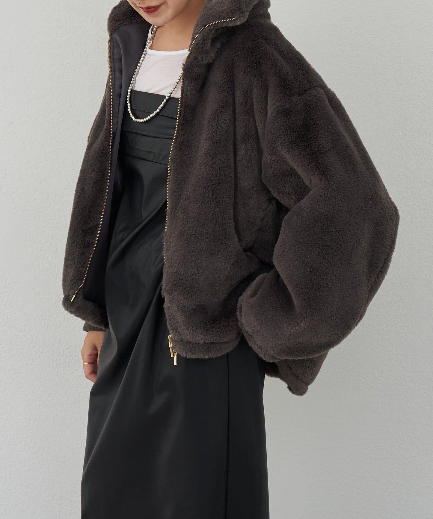 雙拉鍊毛絨大衣