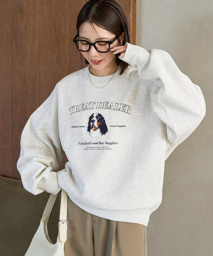 毛圈繡狗狗&貓咪衛衣套頭衫