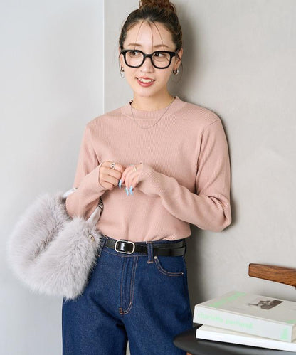 吸溼發熱羅紋圓領針織套頭衫